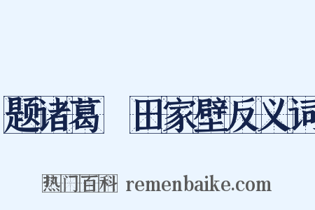 题诸葛谼田家壁反义词是什么意思的图片